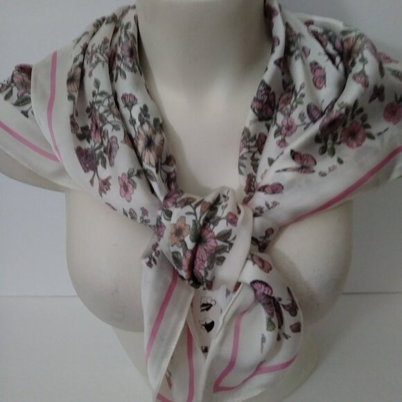 Anne Klein Floral Pink and White Scarf - Picture 4 of 11